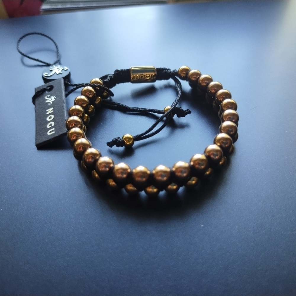 Women's Black and Gold Beaded Bracelet